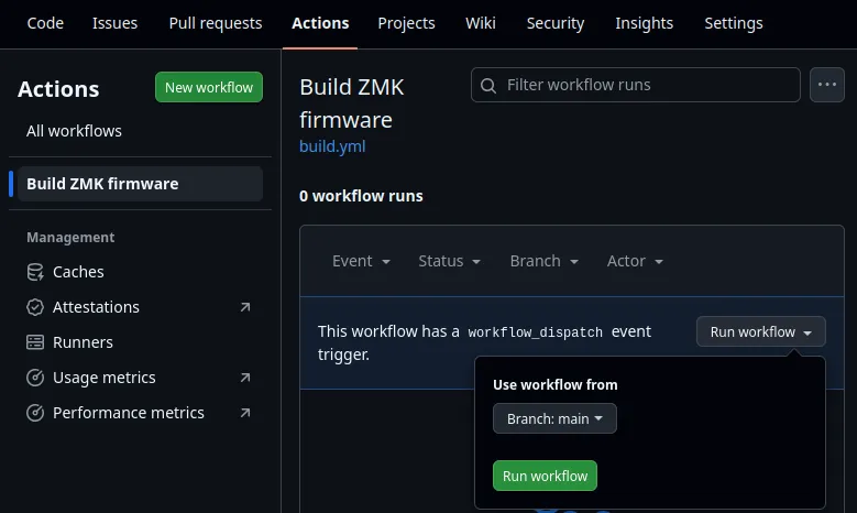 GitHub Actions Run Workflow