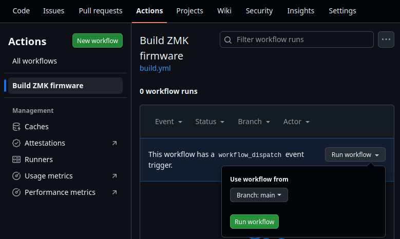 GitHub Actions Run Workflow